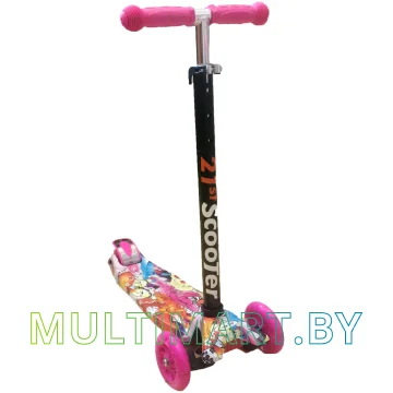 Самокат 21st Scooter Maxi PK 036Z5 розовый, прозрачные колёса